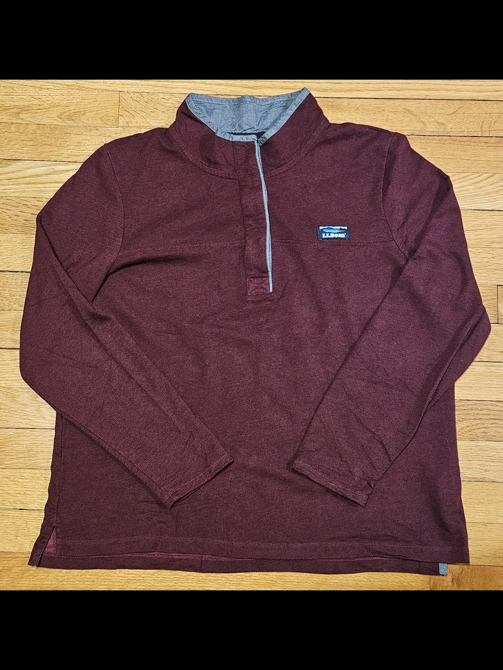 L.L. Bean Soft Cotton Rugby Top Pullover Knit Snap 501540